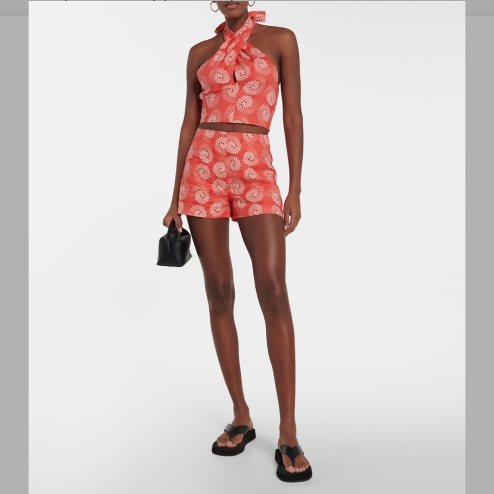 STAUD Coral Printed High-Rise Shorts